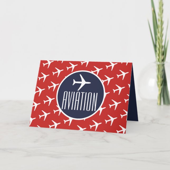 Funky White Plane Pilot Aviation Greeting Card (Front)