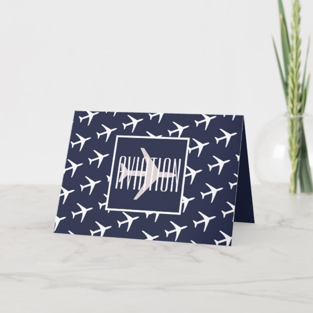 Funky White Plane Pilot Aviation Greeting Card (Front)