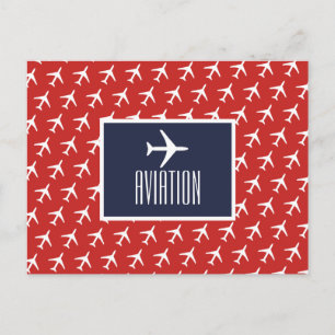 Funky White Plane Pilot Aviation Postcard