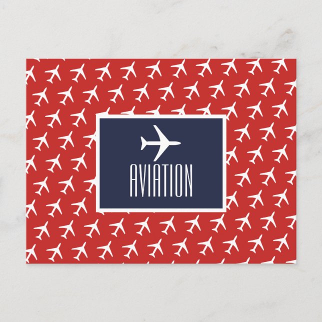 Funky White Plane Pilot Aviation Postcard (Front)