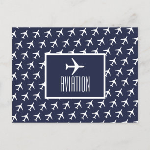 Funky White Plane Pilot Aviation Postcard