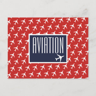 Funky White Plane Pilot Aviation Postcard