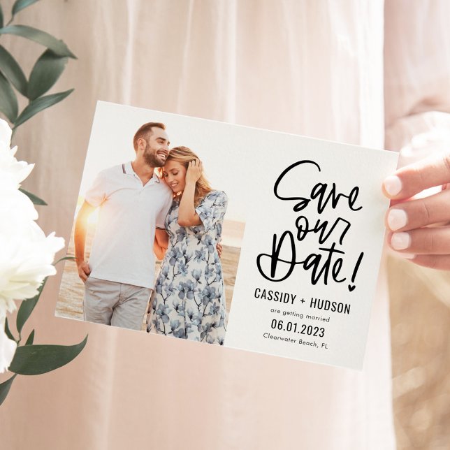 Funky Writing Editable Colour Save Our Date Card (Creator Uploaded)