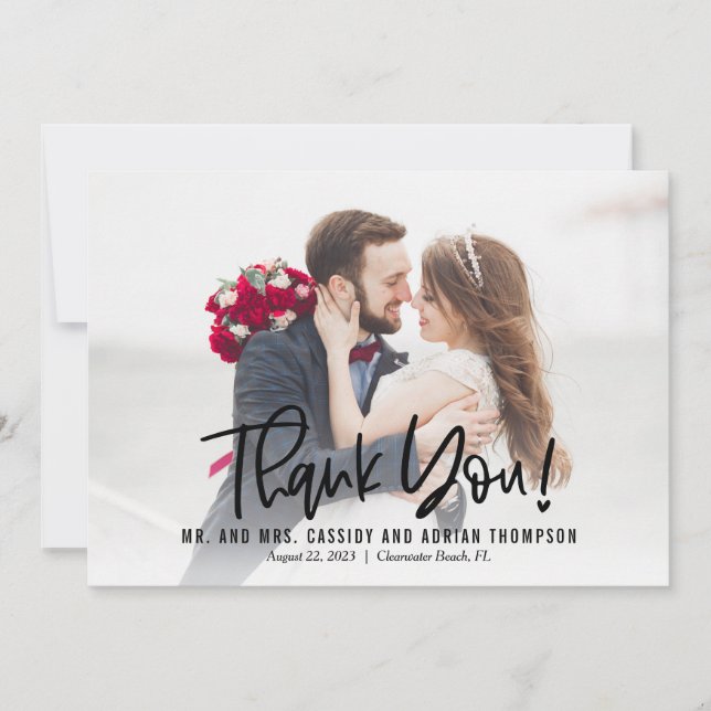 Funky Writing Editable Colour Wedding Thank You (Front)