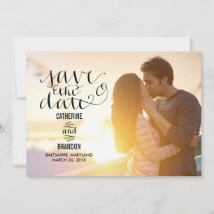 Funky Writing Save The Date - Wood