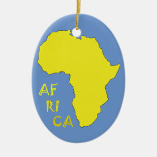 Funky Yellow Africa Map Ceramic Ornament