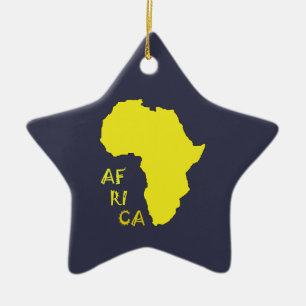 Funky Yellow Africa Map Ceramic Ornament