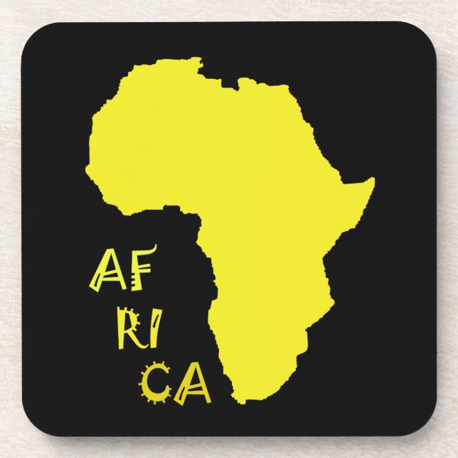 Funky Yellow Africa Map Coaster (Front)