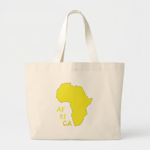 Funky Yellow Africa Map Large Tote Bag
