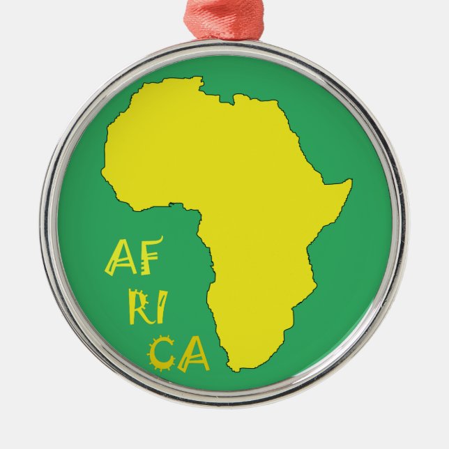 Funky Yellow Africa Map Metal Tree Decoration (Front)
