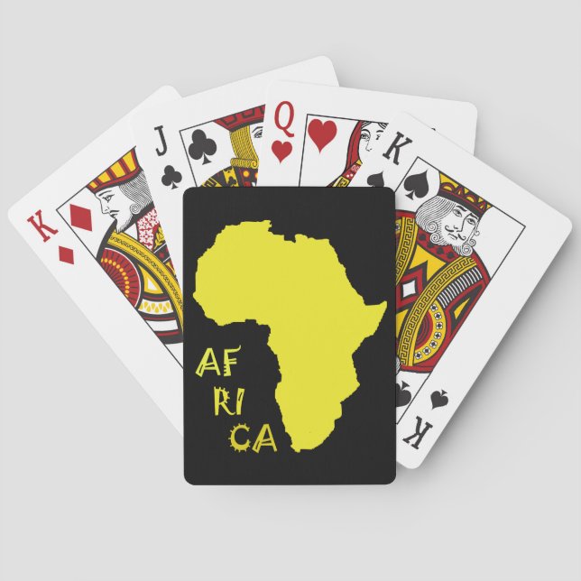 Funky Yellow Africa Map Playing Cards (Back)