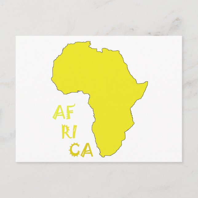 Funky Yellow Africa Map Postcard (Front)