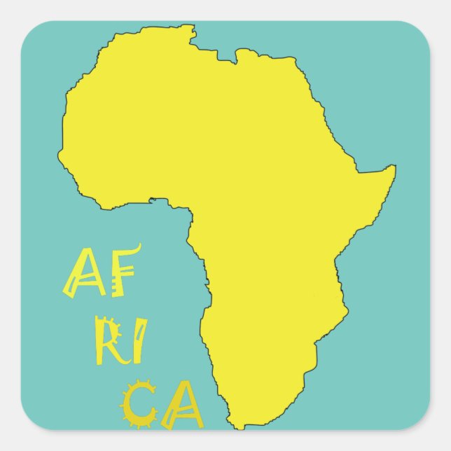 Funky Yellow Africa Map Square Sticker (Front)
