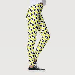 Funky Yellow Black Blocks Leggings