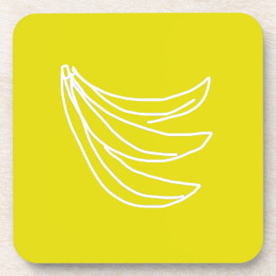 Funky yellow happy banana coaster