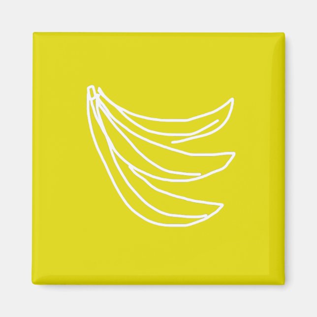 Funky yellow happy banana magnet (Front)
