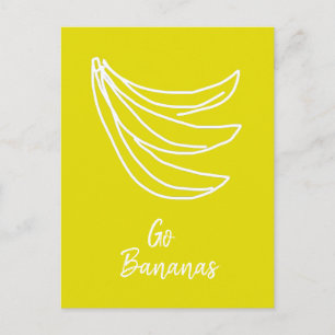 Funky yellow happy banana postcard