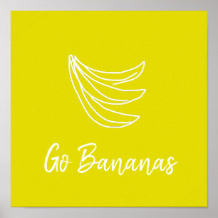 Funky yellow happy banana poster
