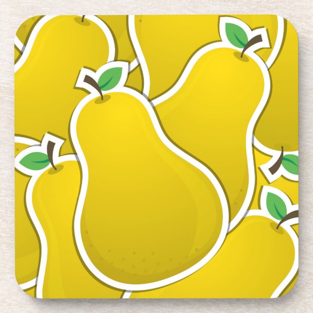 Funky yellow pear coaster (Front)