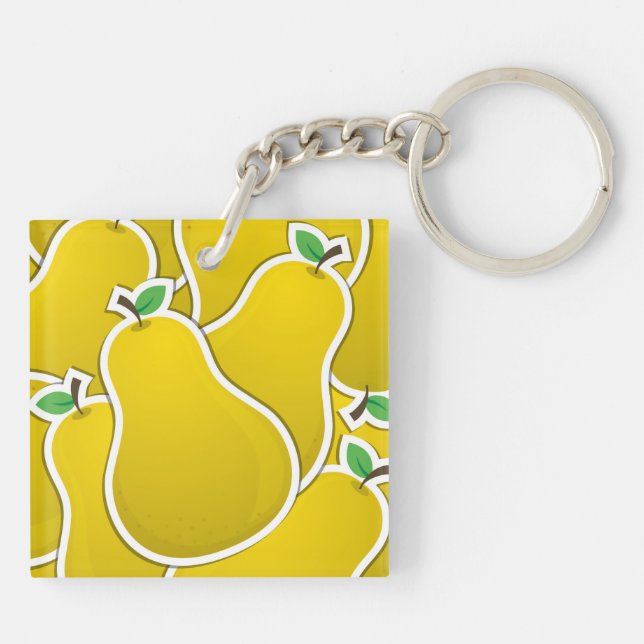 Funky yellow pear key ring (Back)