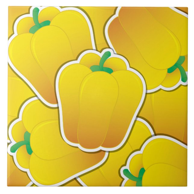 Funky yellow pepper ceramic tile (Front)
