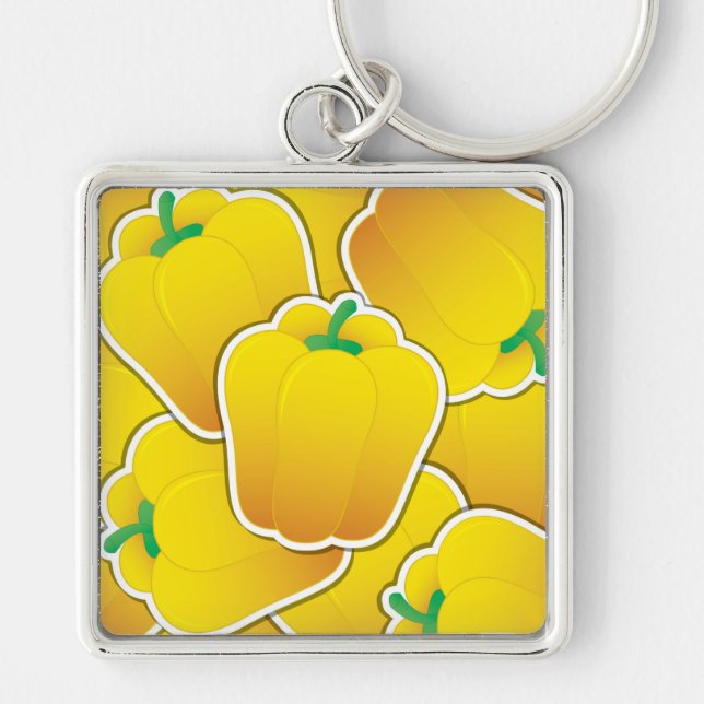 Funky yellow pepper key ring (Front)