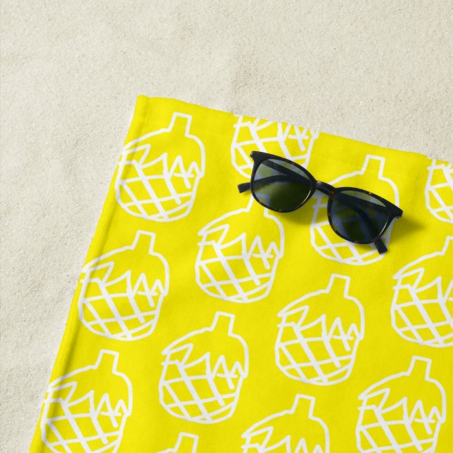 Funky yellow pineapple beach style towel (In Situ)