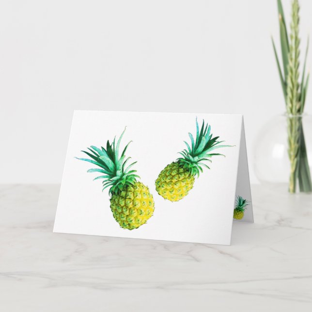 Funky Yellow Pineapple Your Text Greeting Card (Front)