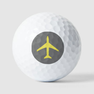 Funky Yellow Plane Aeroplane Pilot Aviation Golf Balls