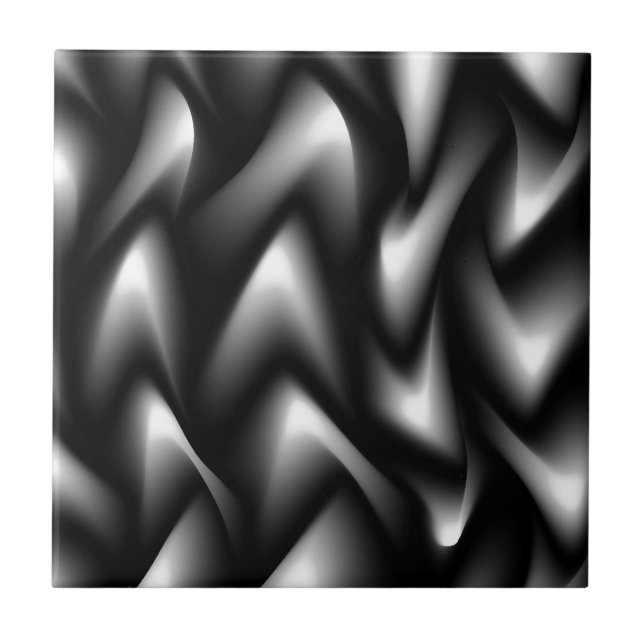 Funky Zebra Abstract Black and White Ceramic Tile (Front)