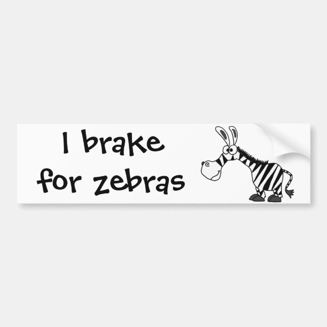 Funky Zebra Cartoon Bumper Sticker (Front)