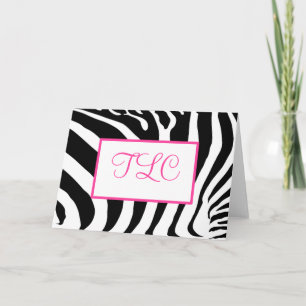 Funky Zebra Monogram Card