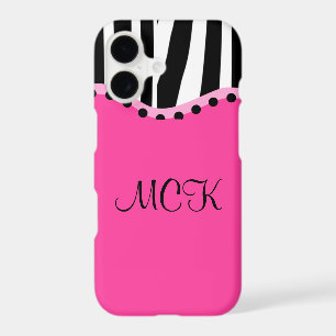 Funky Zebra Monogrammed iPhone Case
