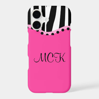 Funky Zebra Monogrammed iPhone Case