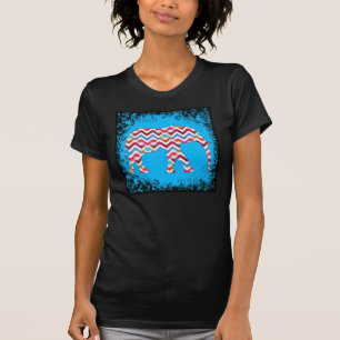 Funky Zigzag Chevron Elephant on Teal Blue T-Shirt