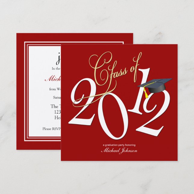 FunkyClass of 2012 (Red / Metallic Silver) Invitation (Front/Back)