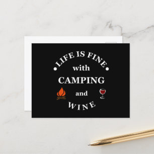 Funnt camping and wine sayings holiday postcard