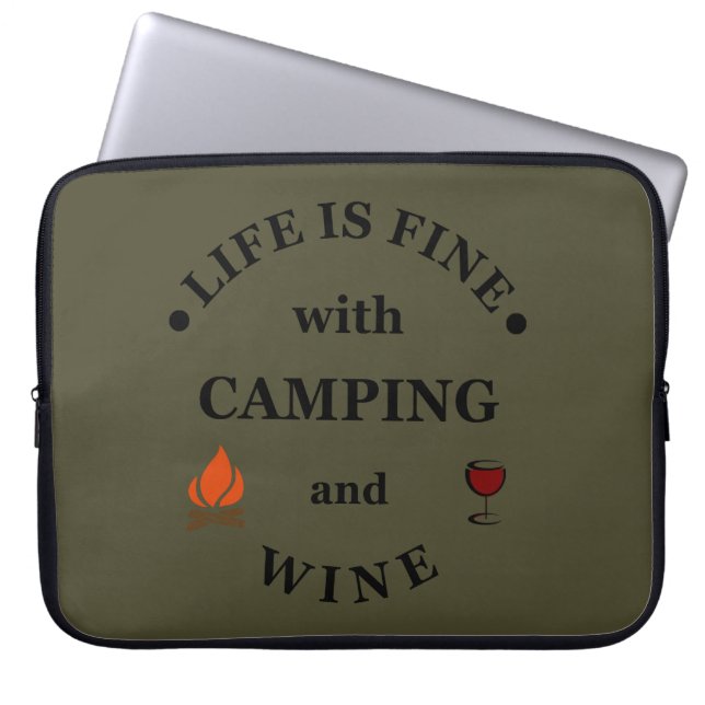 Funnt camping and wine sayings laptop sleeve (Front)