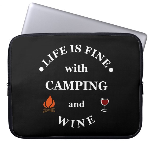 Funnt camping and wine sayings laptop sleeve (Front)
