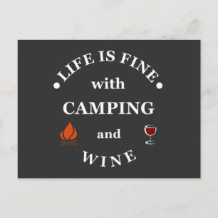 Funnt camping and wine sayings postcard