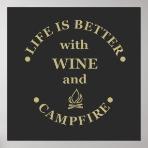 Funnt camping and wine sayings poster