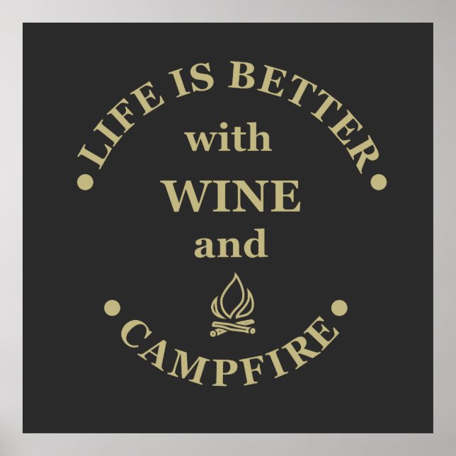 Funnt camping and wine sayings poster (Front)