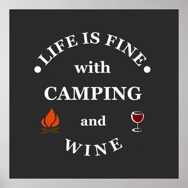 Funnt camping and wine sayings poster (Front)