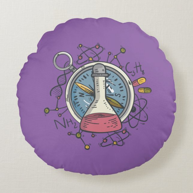 Funny Сhemistry Science Pun Round Cushion (Front)