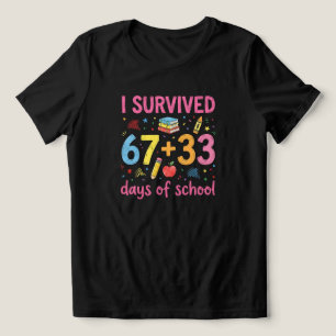 Funny 100 Day of School Math Problem Crayon Style Tri-Blend Shirt
