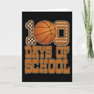 Funny 100 Days Basketball School Kids Sports Card