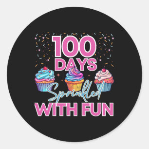 Funny 100 Days Cupcake Boys Kids 100 Days Sprinkle Classic Round Sticker