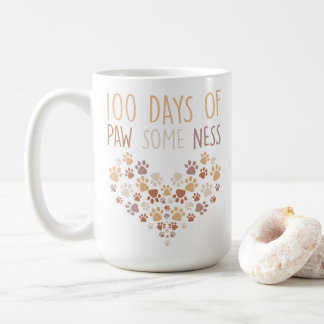 Funny 100 Days of Paw Some Ness 100 Days Of School Coffee Mug