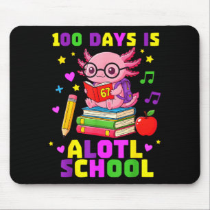 Funny 100 Days Of School Axolotl Kids Girls Mouse Pad