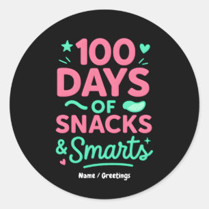Funny 100 Days of School Celebration Art SnacksKid Classic Round Sticker